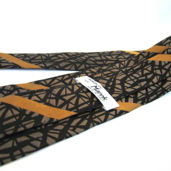 PANCALDI Tie Black Gray Bronze Lattice Web Stripe - Picture 1 of 7